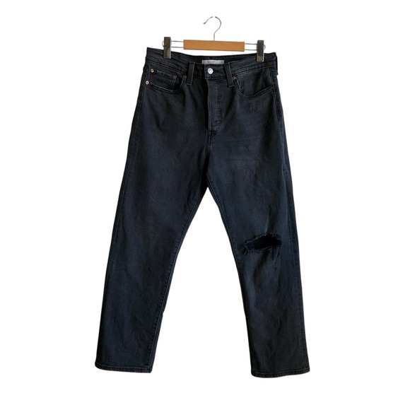 Levi’s Wedgie Straight Black Distressed Jeans Size 30 - Picture 2 of 16